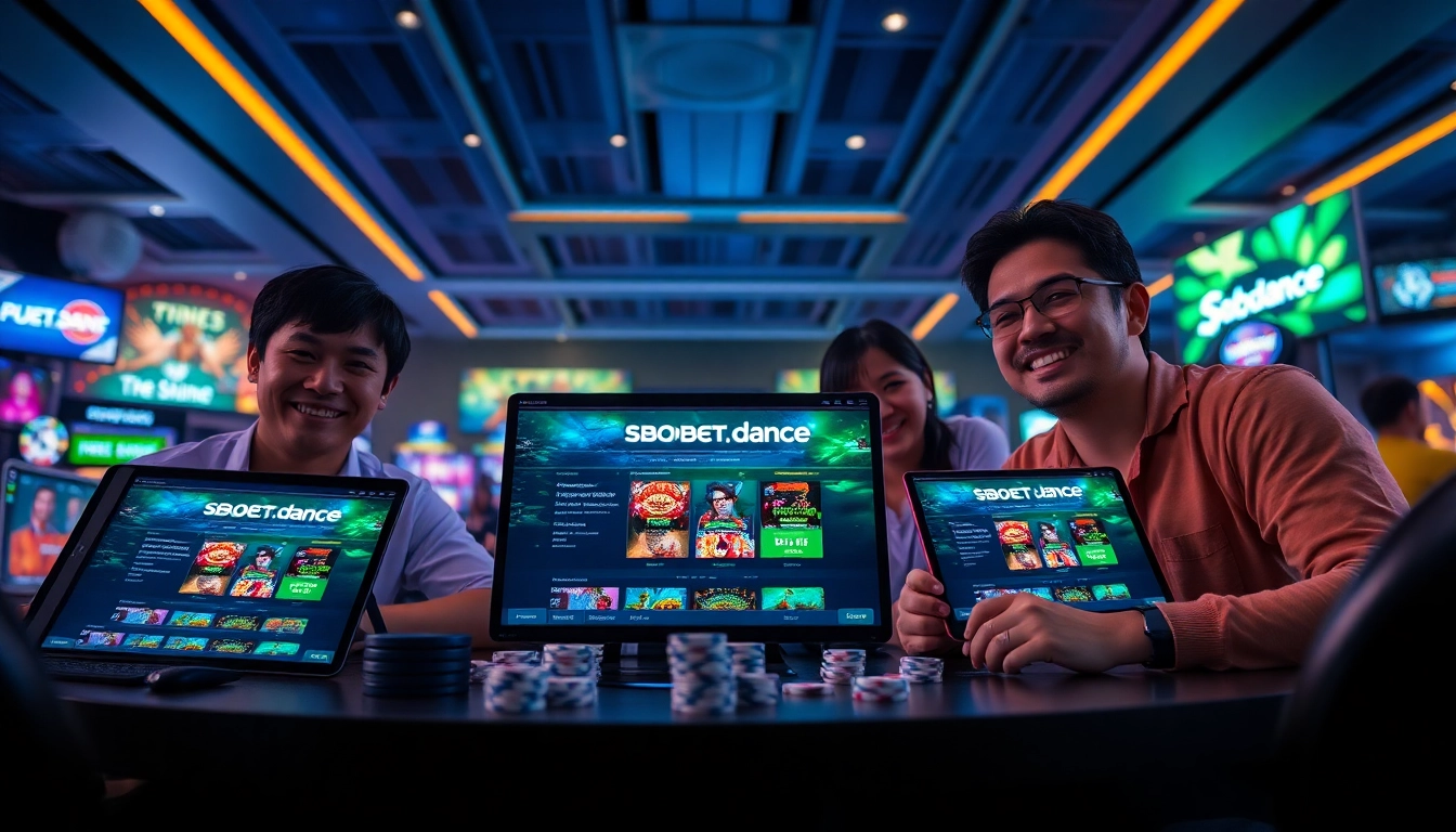 Experience the excitement of SBOBET.dance with engaging players and vibrant online gaming elements.