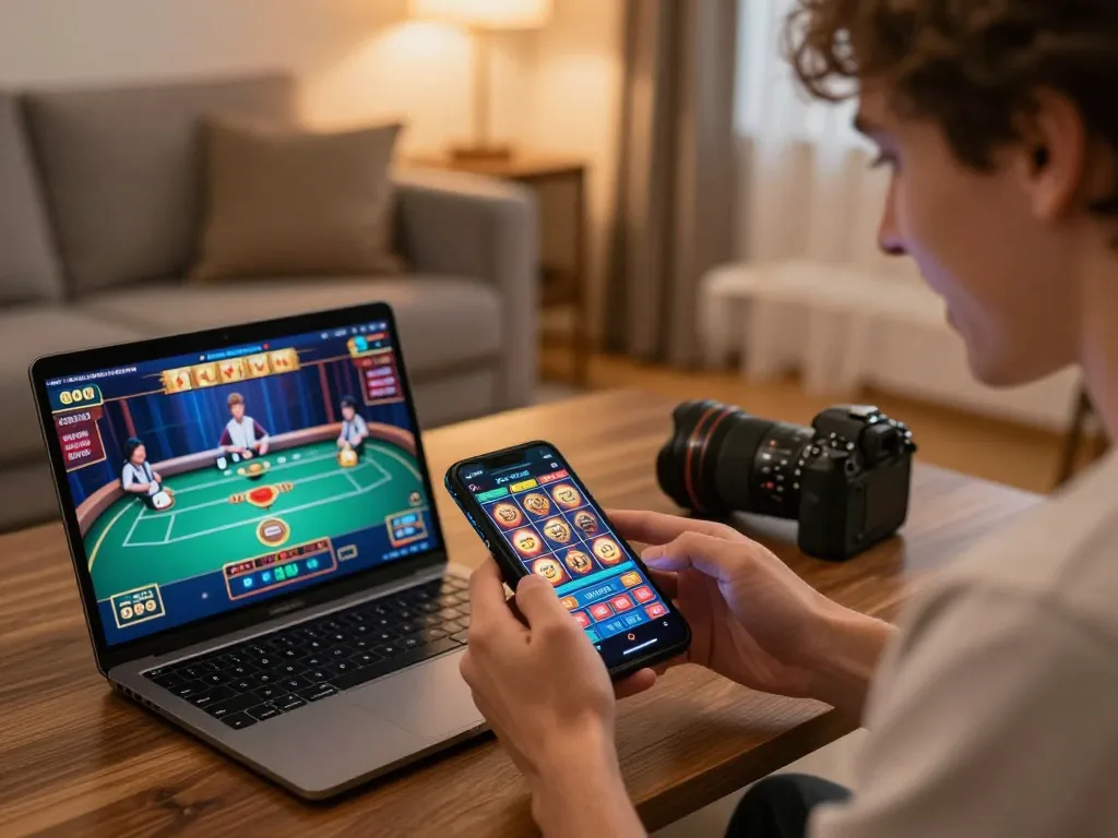 Engaging in thrilling gameplay on 789WIN casino app with mobile slots.