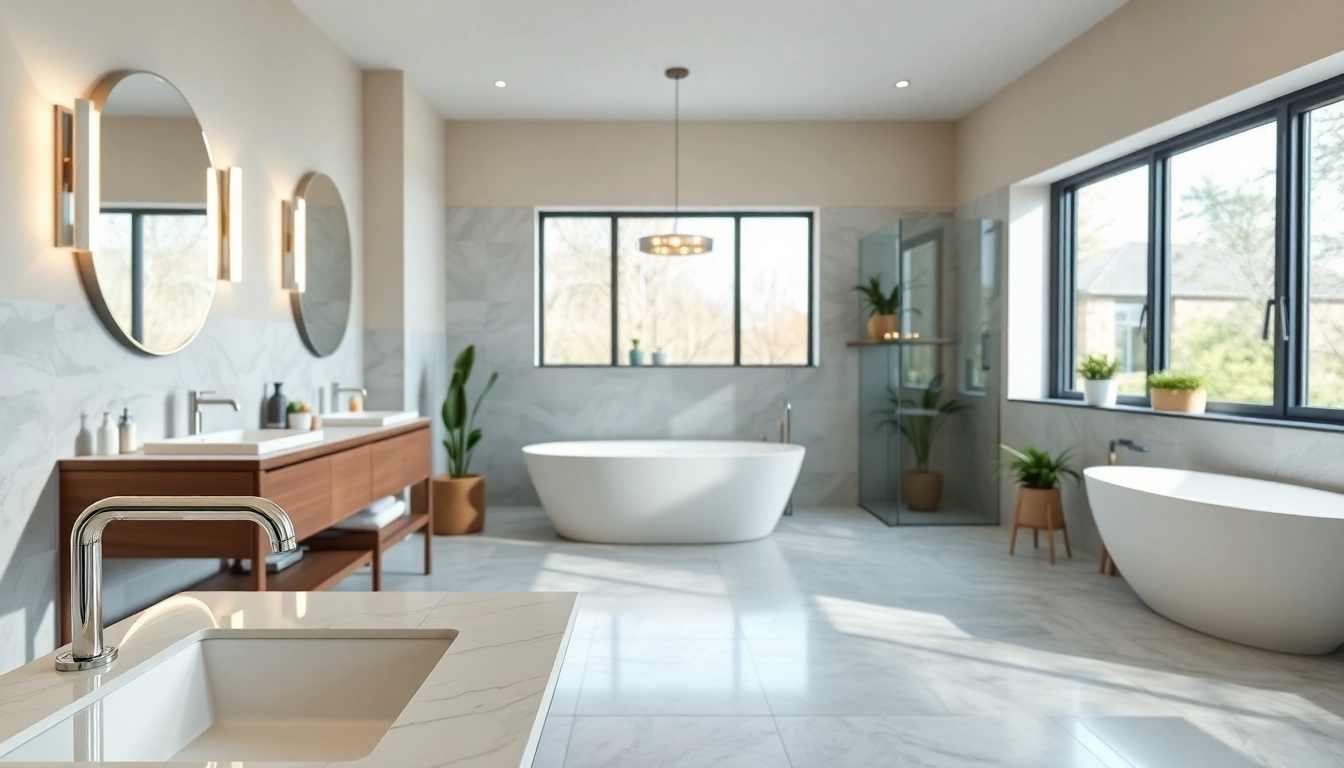 Revamping bathroom renovations manchester with modern elegant fixtures, showcasing a stylish design.