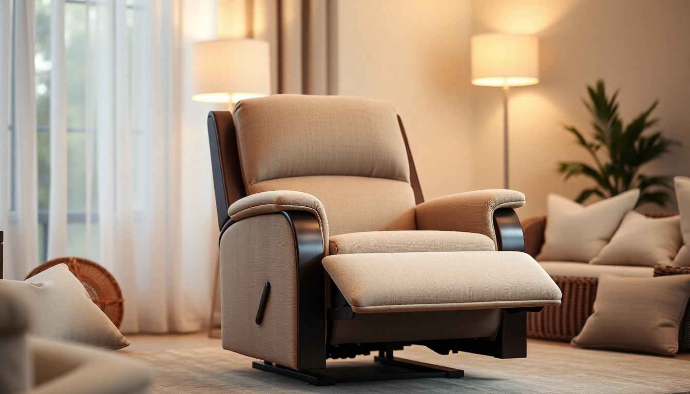 Experience comfort with power lift recliners with heat and massage in a warm, inviting living room.