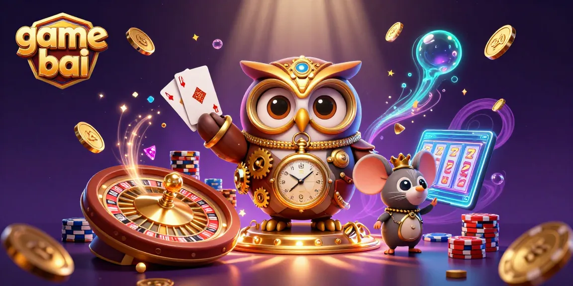 Experience game bai excitement with vibrant casino elements and charming characters in a dynamic 3D scene.
