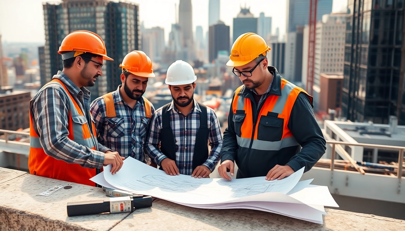 New York General Contractor leading a construction team at an urban site, showcasing collaboration and professionalism.