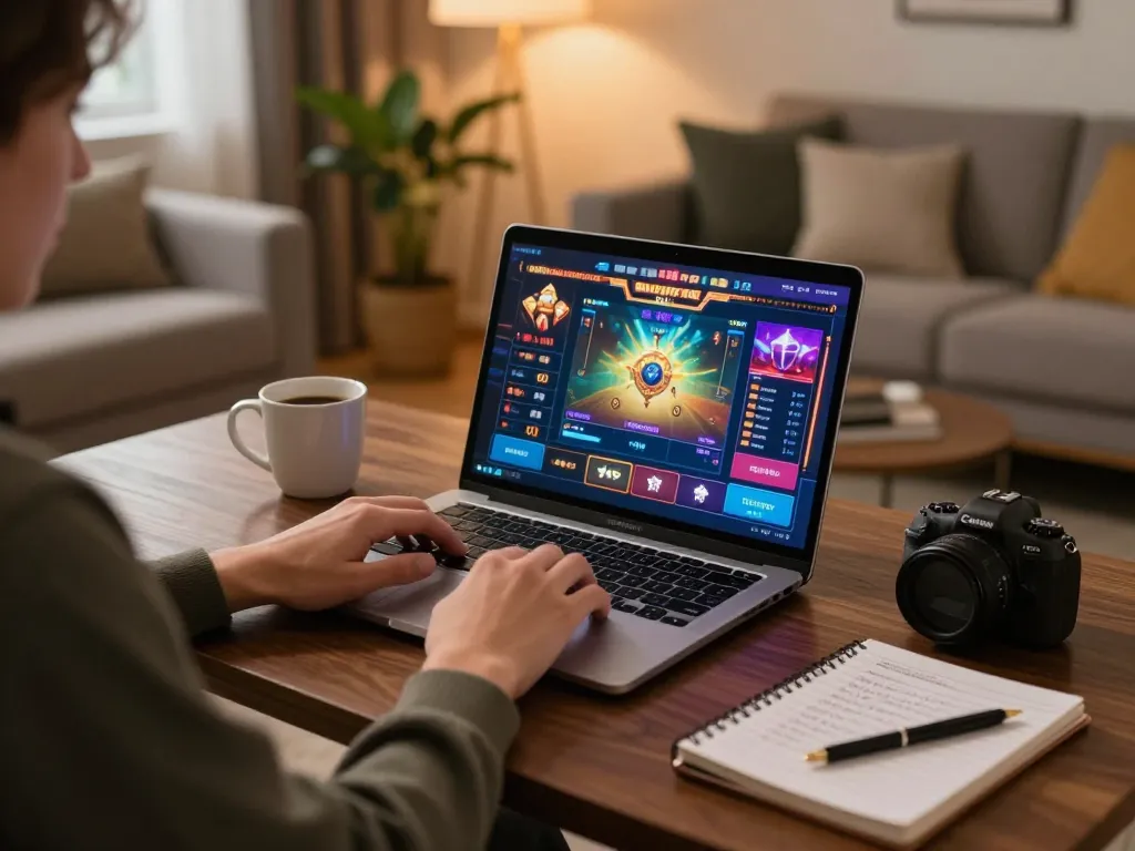 Engaging in a Bet168 online casino gaming session from home with a laptop and strategy notes.