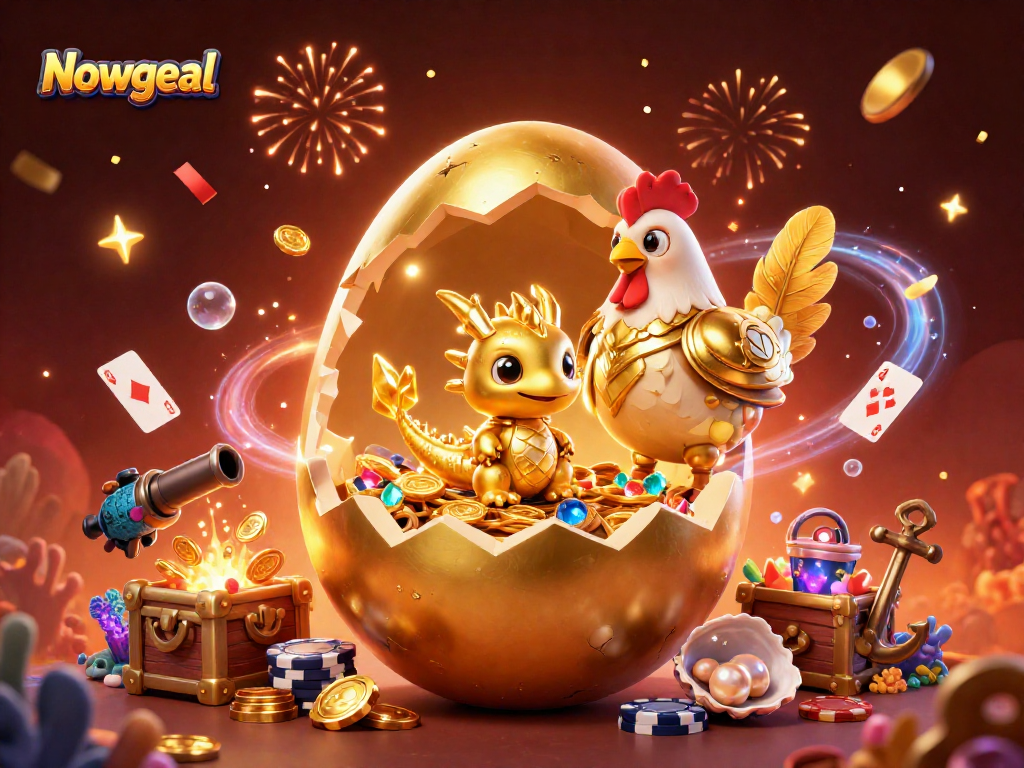 Engage with Nowgoal's thrilling gaming experience featuring a golden dragon and vibrant casino elements.