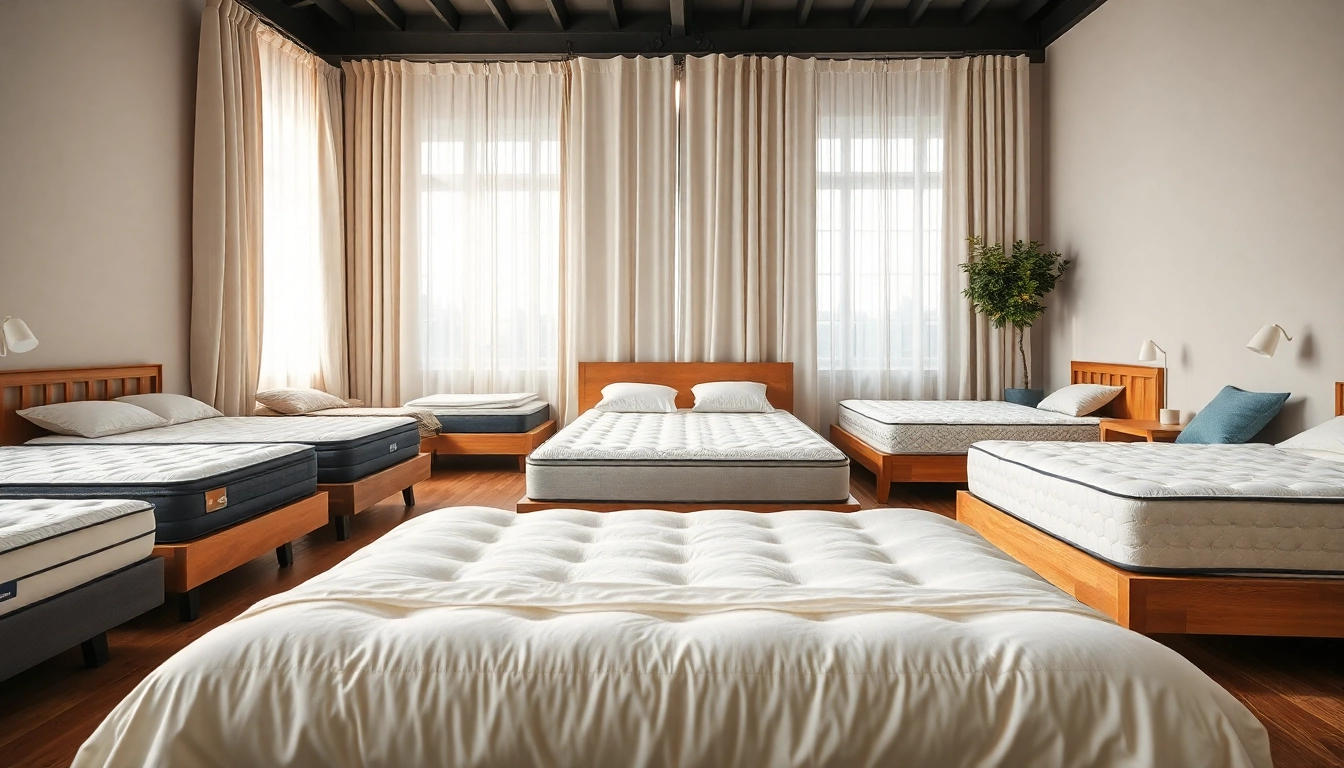 Showcase of diverse mattress dimensions arranged in a cozy bedroom setting for ideal comfort.