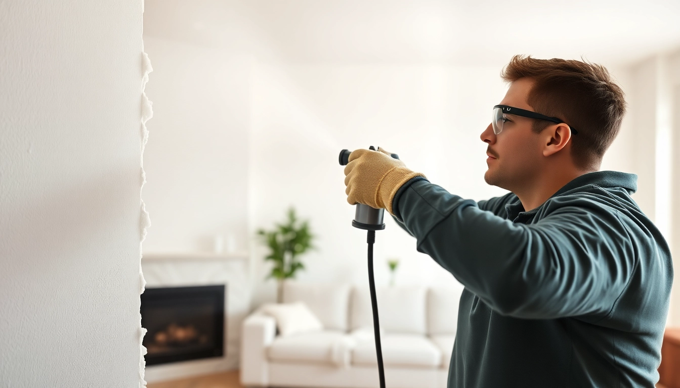 Engaging spray foam removal Portsmouth process showcasing a technician at work in a home.