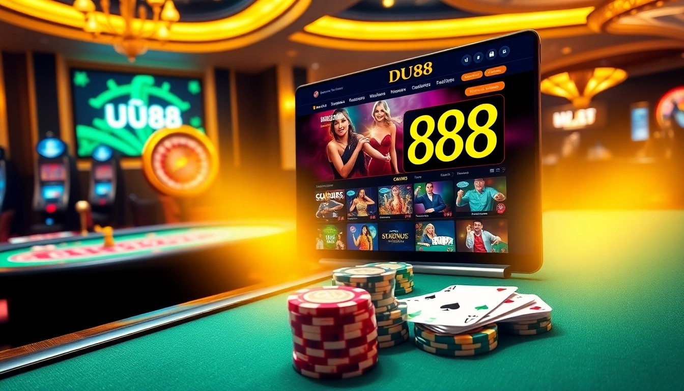 Experience the excitement of gambling with DU88's vibrant casino interface and luxurious tables.