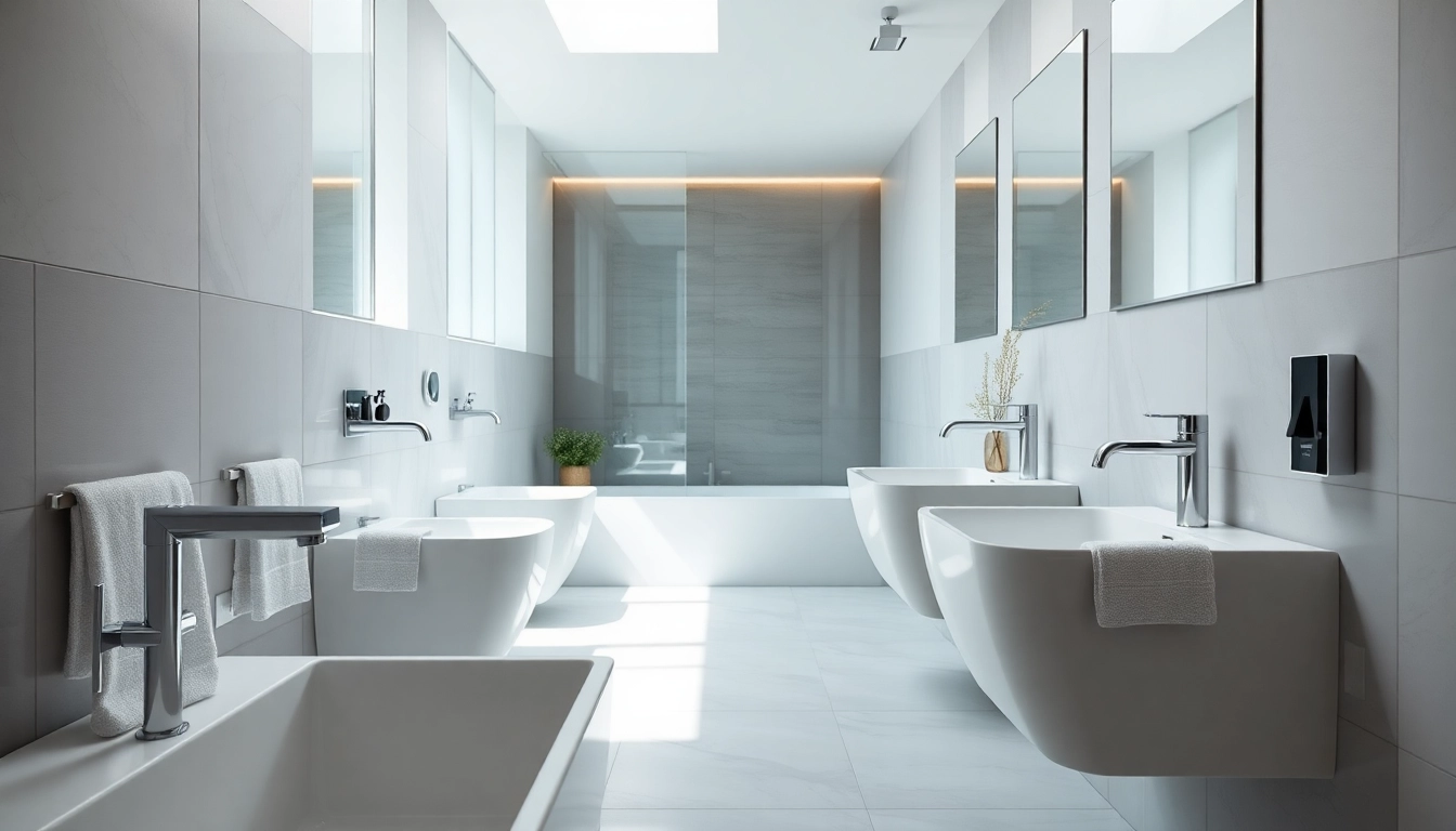 Ein modernes Badezimmer mit sonni sanitär Produkten, das Eleganz und Funktionalität zeigt.