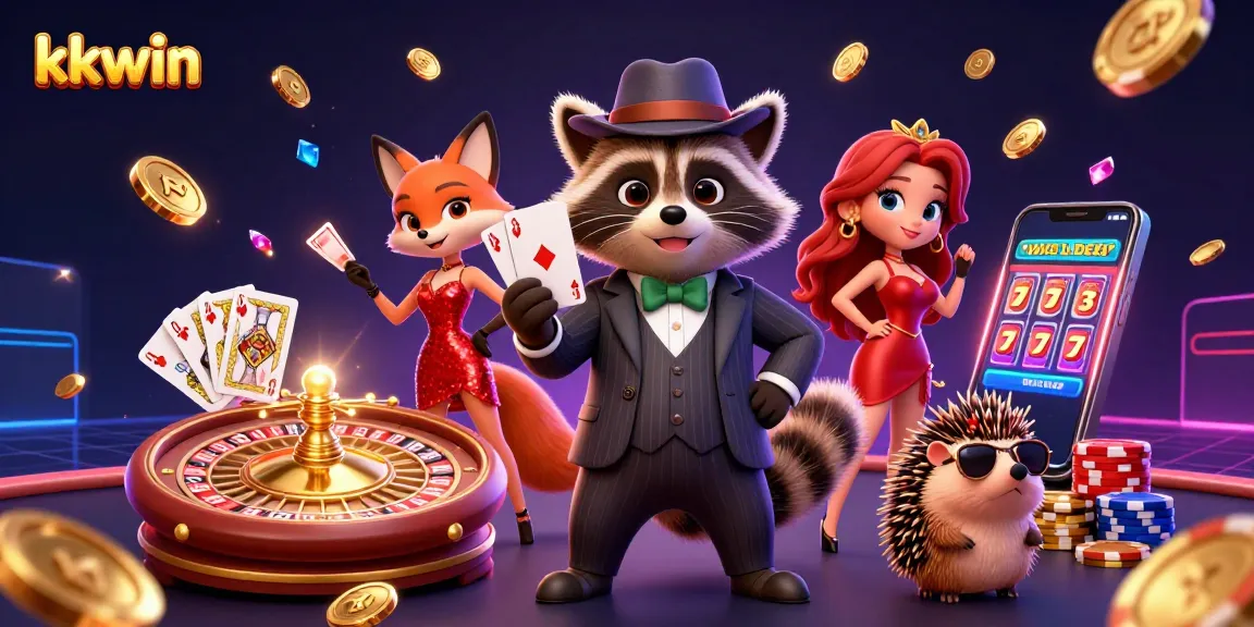 Experience thrilling wins and excitement at kkwin with charming characters in a vibrant casino setup.