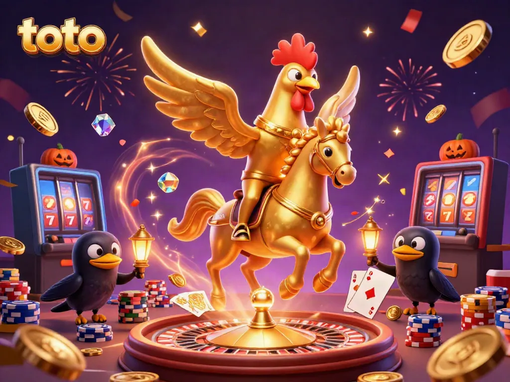 Engage in thrilling toto casino action surrounded by golden coins and vibrant game elements.