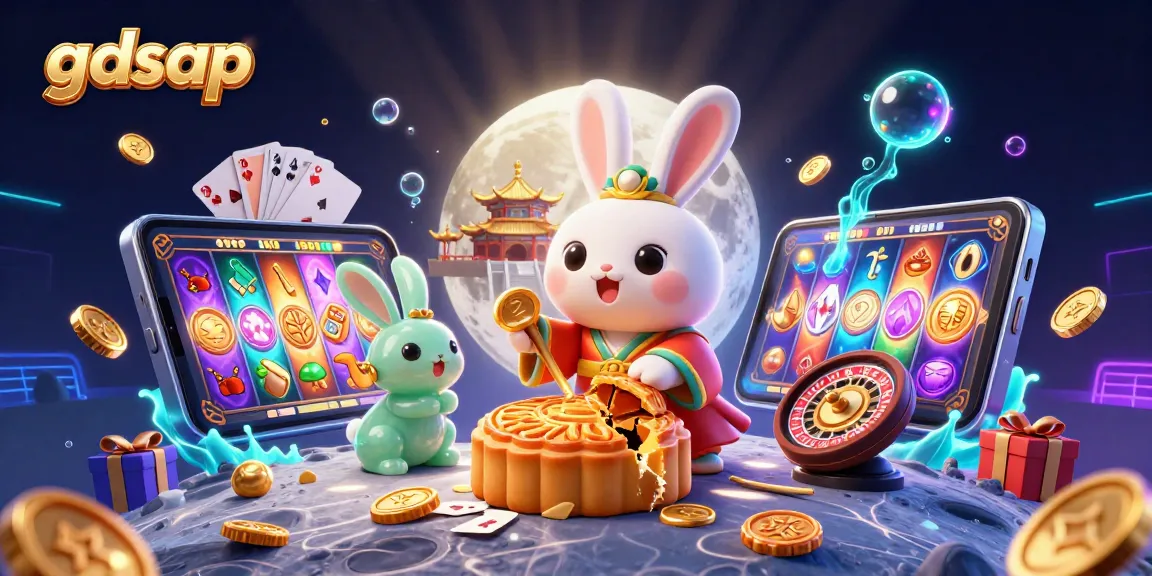 Engage with gdsap at a vibrant moonlit casino scene featuring dynamic gaming elements.