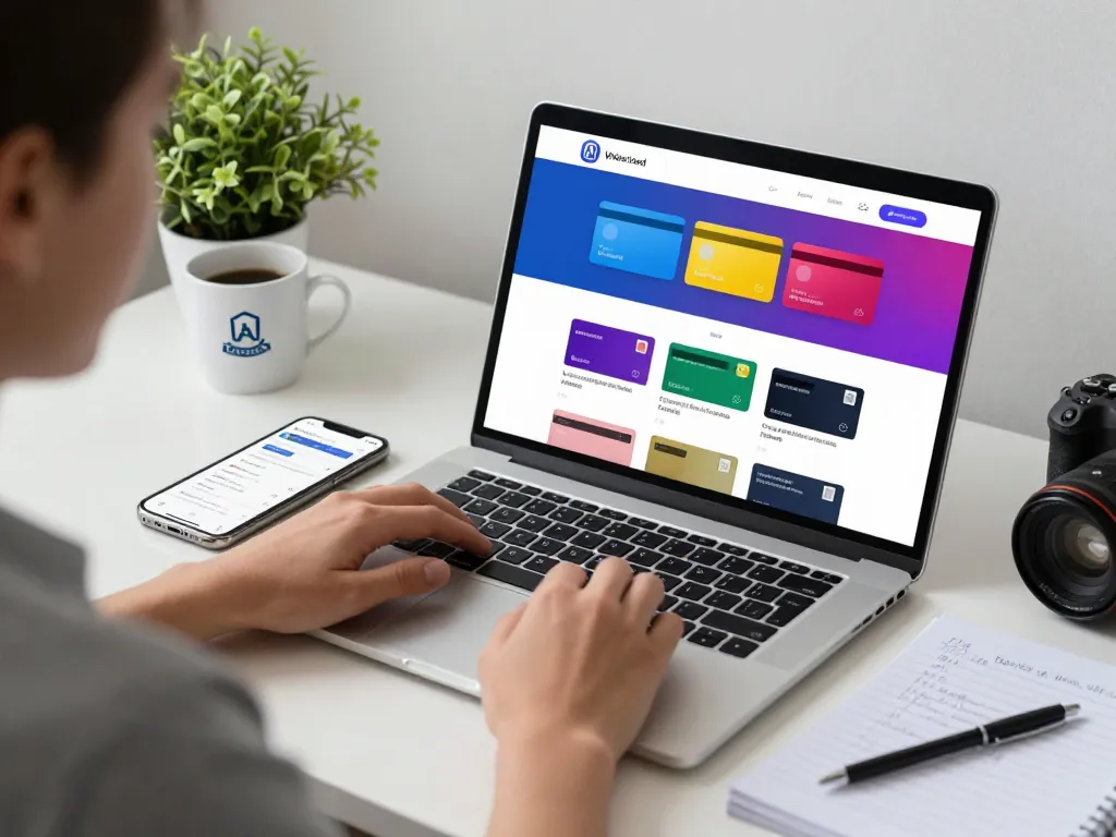 Buy ezzocard in an engaging virtual card shopping scene with a person browsing online options.