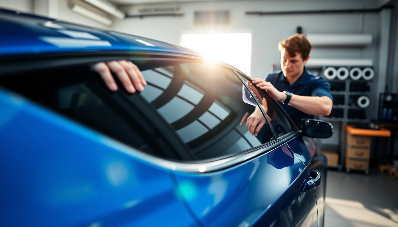 Tinting windows on a car for enhanced privacy with professional window tint Chattanooga services.