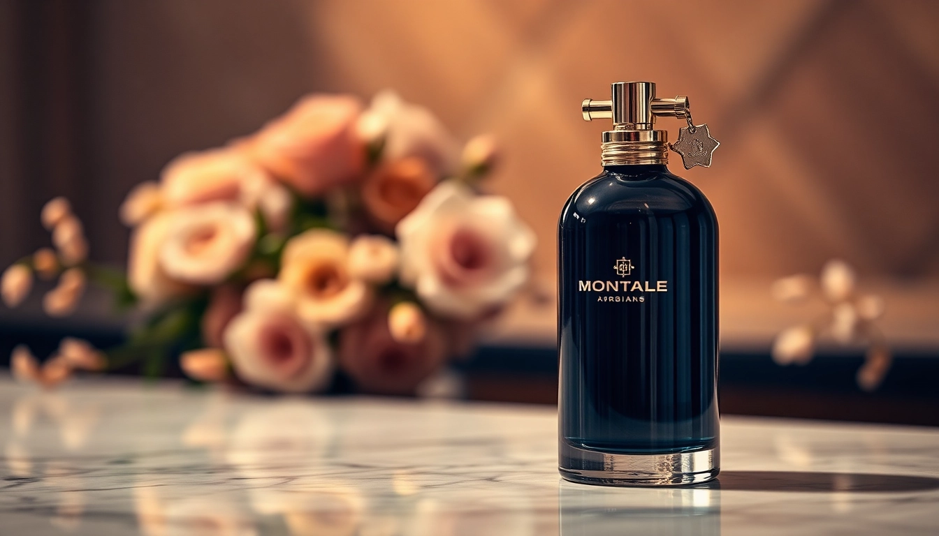 Highlighting Montale arabians tonka with its luxurious glass design and alluring floral backdrop.