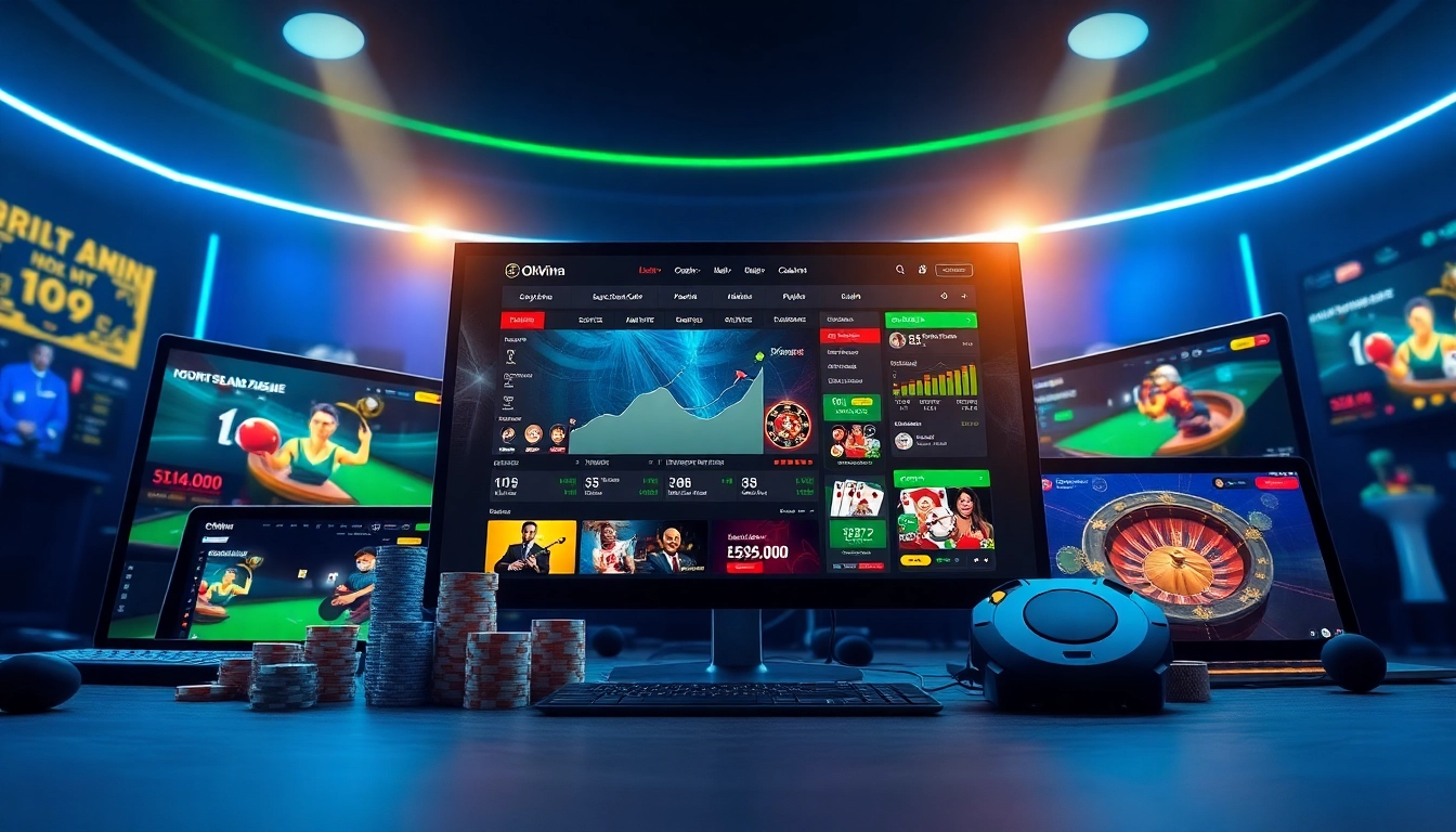 Engaging visua of okvipwin.live showcasing dynamic online betting with games like poker and sports betting.