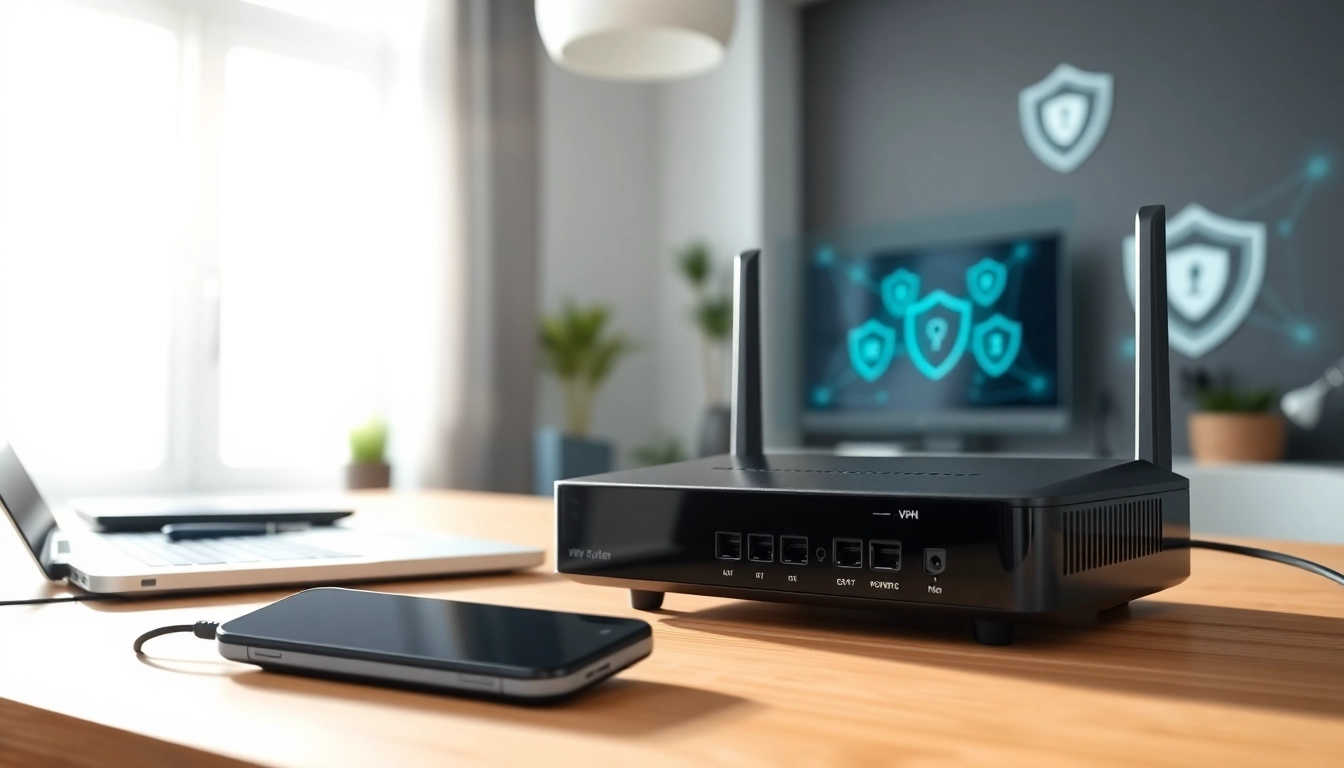 Optimize your network with a vpn router in a sleek home office.