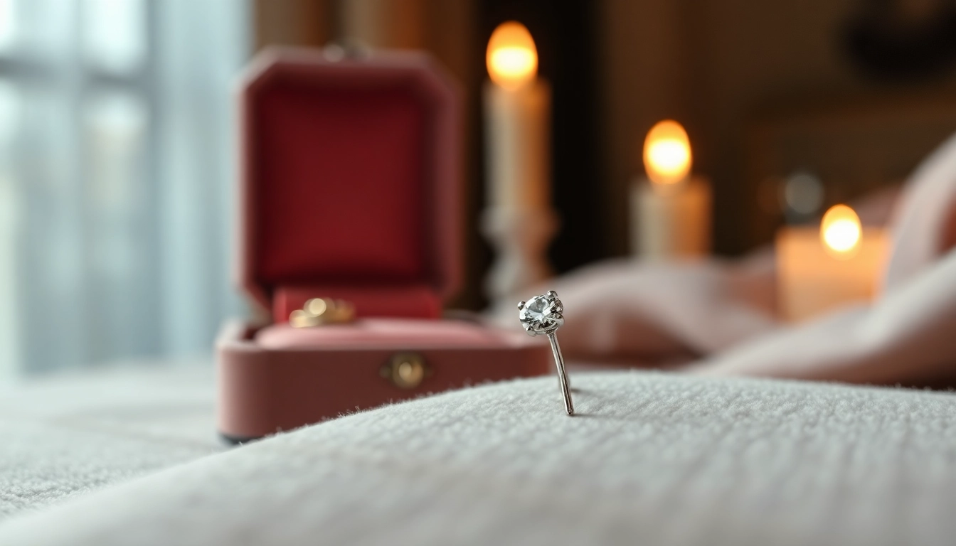 Stunning diamond nose pin radiating elegance and brilliance on a velvet backdrop.
