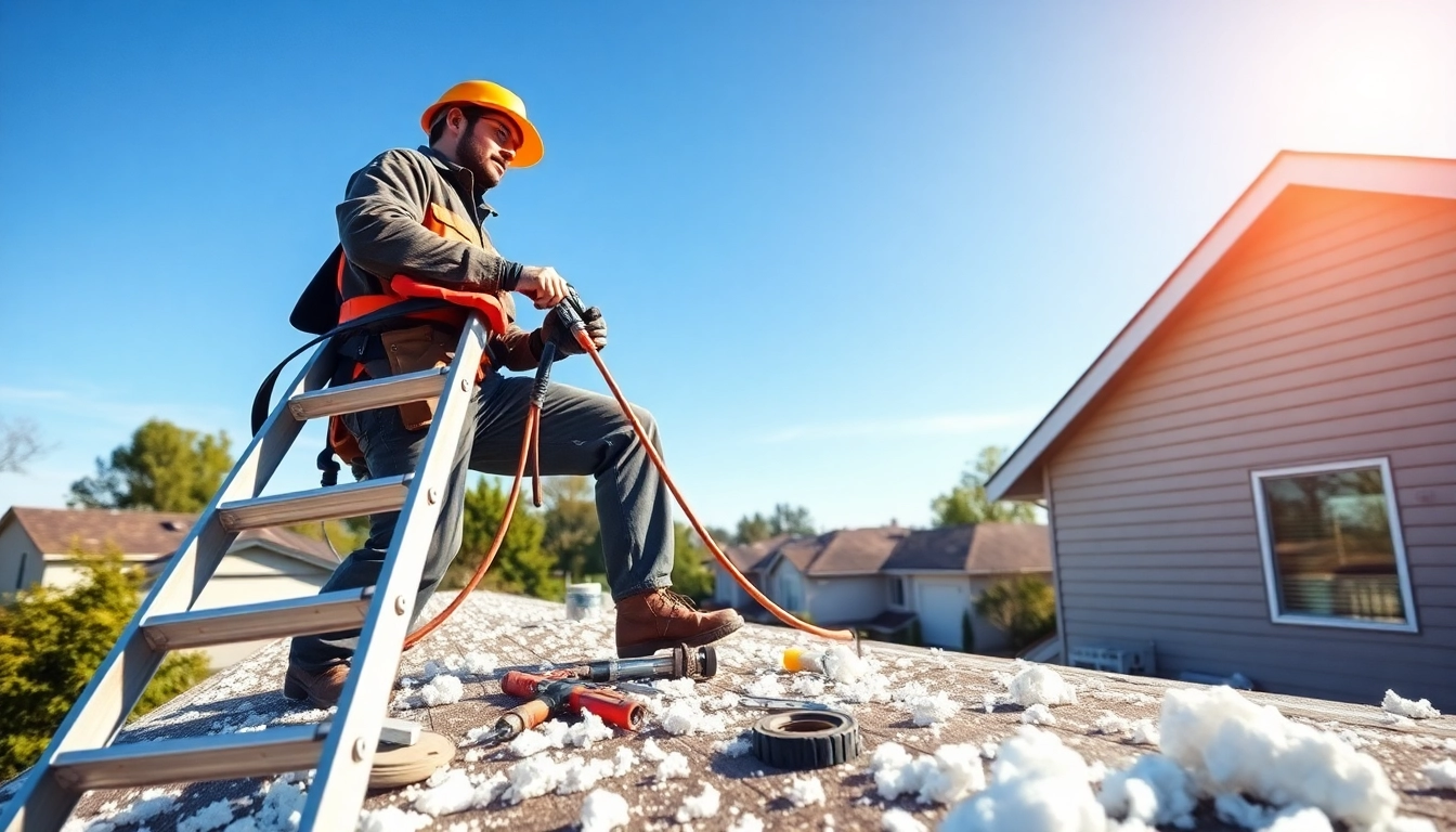 Spray foam insulation removal contractor at work on a house, ensuring safe and effective removal.