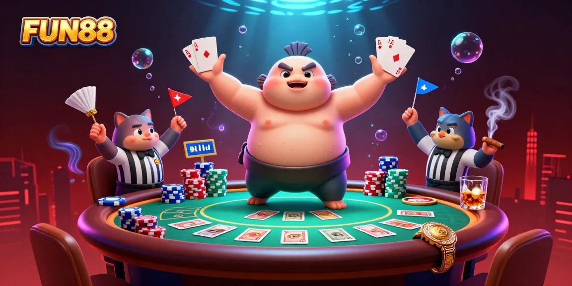 Experience FUN88 in a vibrant underwater casino scene filled with action, excitement, and poker elements.
