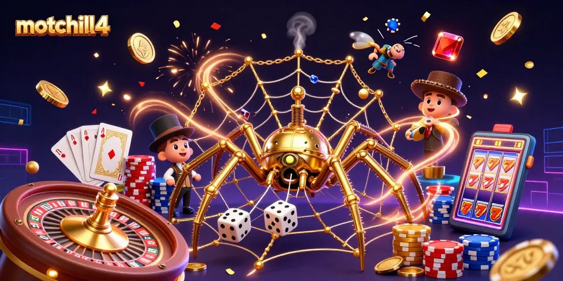 Experience thrilling wins at motchill4 with a dynamic casino scene featuring vibrant characters and exciting game elements.