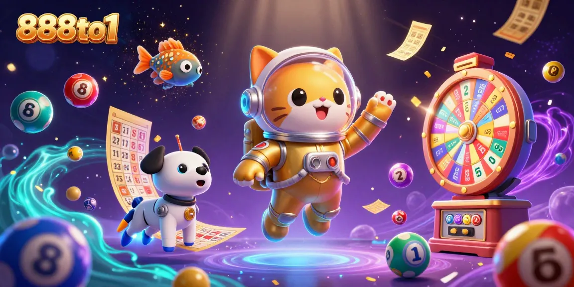 Win big with 888to1 in this captivating lottery scene featuring dynamic game elements.