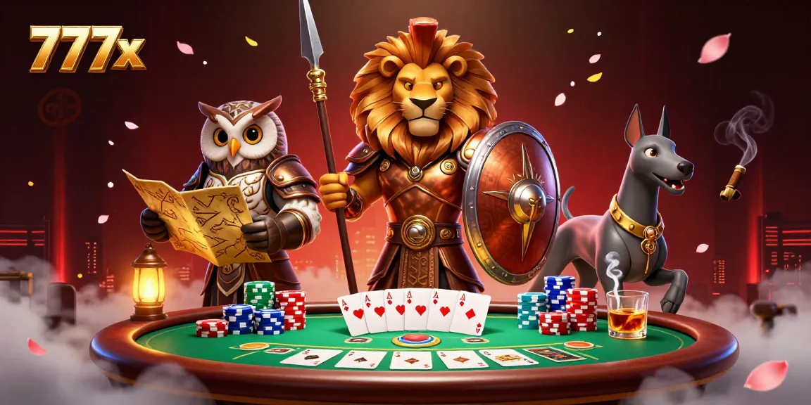 Experience the thrill of gaming at 777x with a dynamic poker showdown featuring vibrant characters.